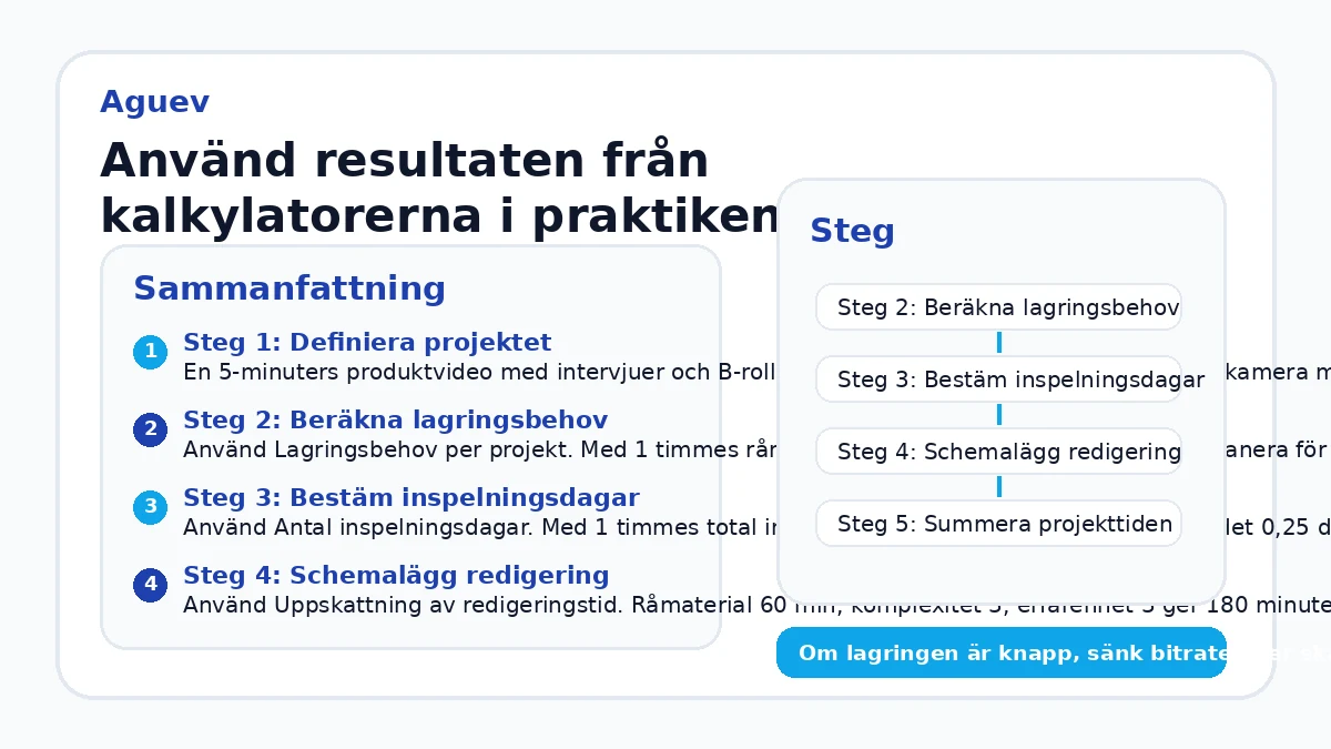 Använd resultaten från kalkylatorerna i praktiken
