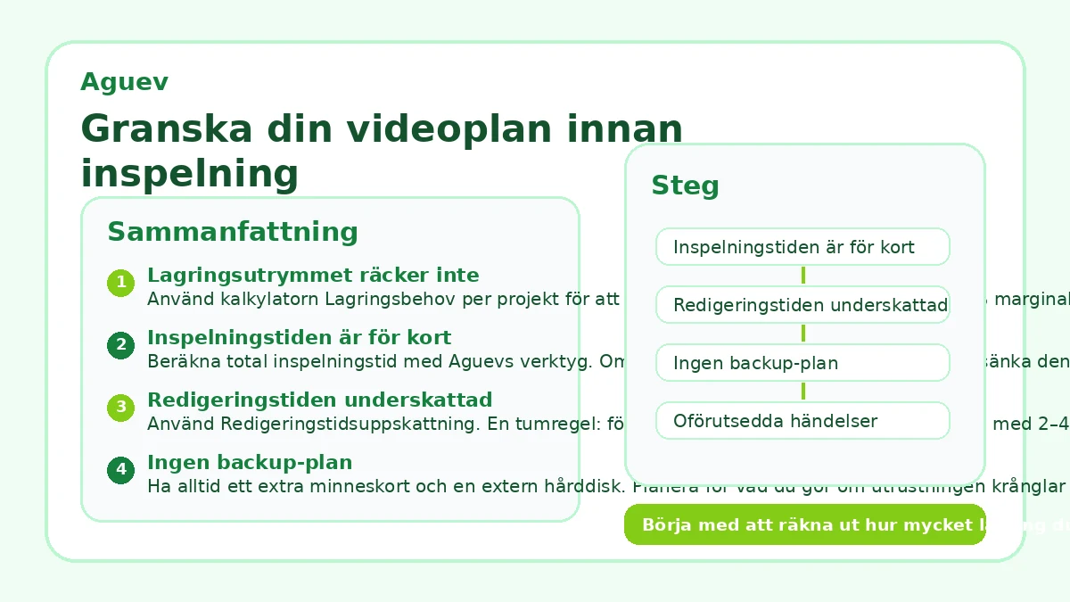 Granska din videoplan innan inspelning